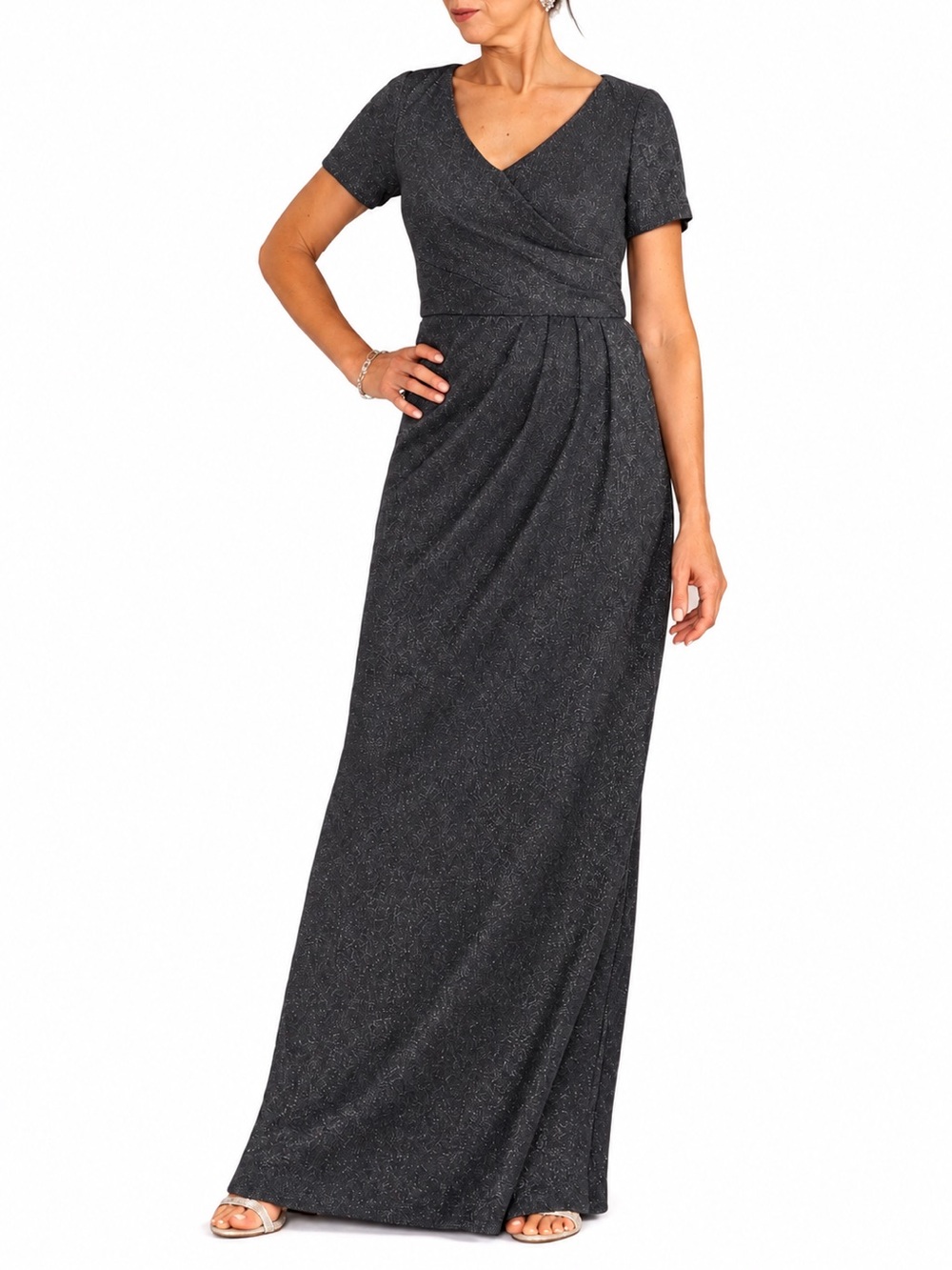 Oleg Cassini Mother of the bride Sparkle Wrap Maxi Dress